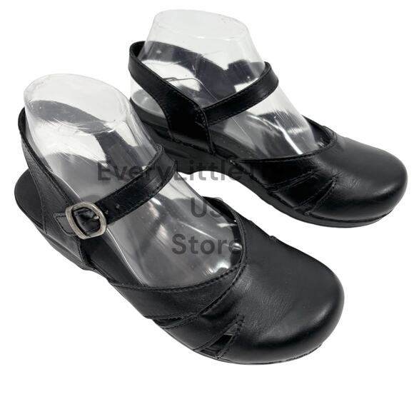 Sanita Margrethe Mary Jane Clogs Shoes Sandals 38 / 6.5 - 7 Leather Buckle Strap - Picture 2 of 12